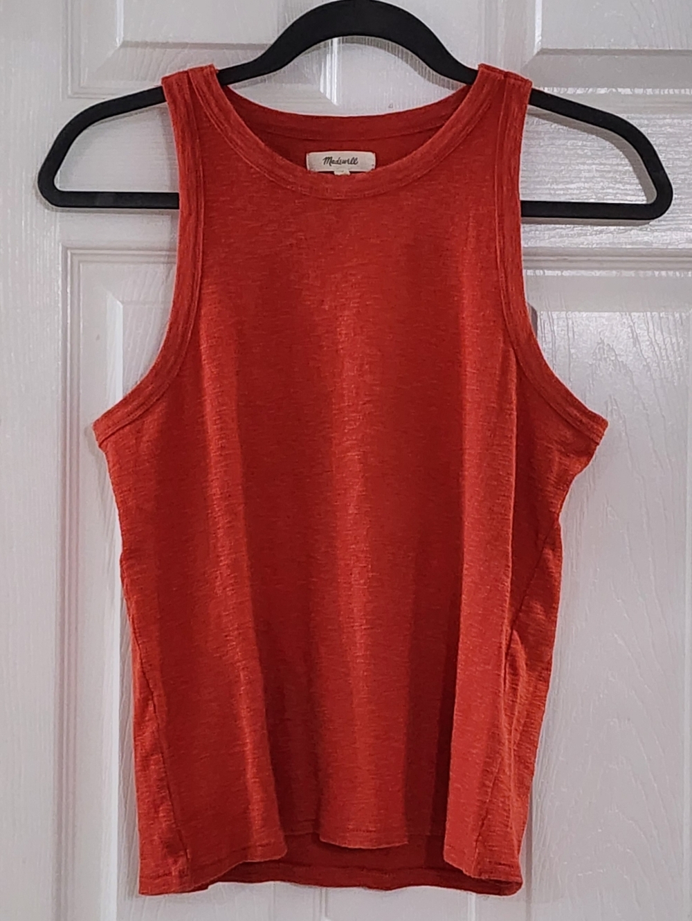 Madewell High-Neck Tank Top Burnt Orange Rust Cotton Modal Size M
